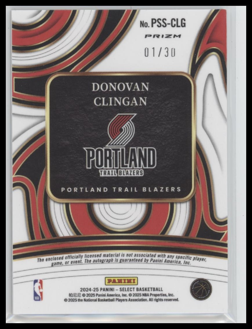 2024-25 Panini Select FOTL Auto Neon Orange #/30 Donovan Clingan #PSS-CLG
