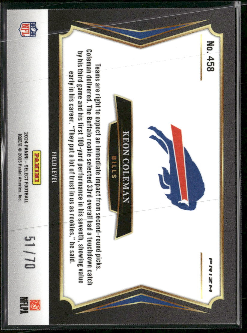 2024 Panini Select Dragon Scale Prizm Keon Coleman Rookie #/70 #458