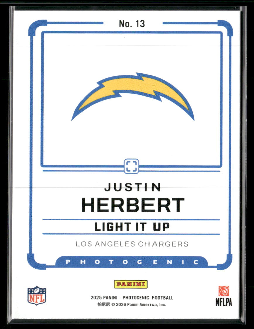 2025 Panini Photogenic Light It Up Black Justin Herbert #/1 #13