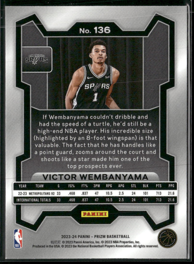 2023-24 Panini Prizm Victor Wembanyama Rookie #136