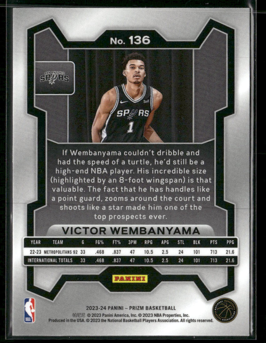 2023-24 Panini Prizm Victor Wembanyama Rookie #136