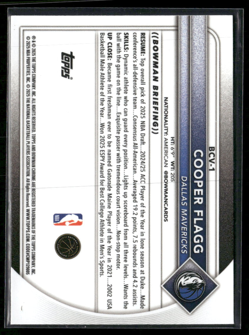 2025-26 Bowman Chrome Burgundy Mojo Refractors Cooper Flagg #/275 #BCV-1