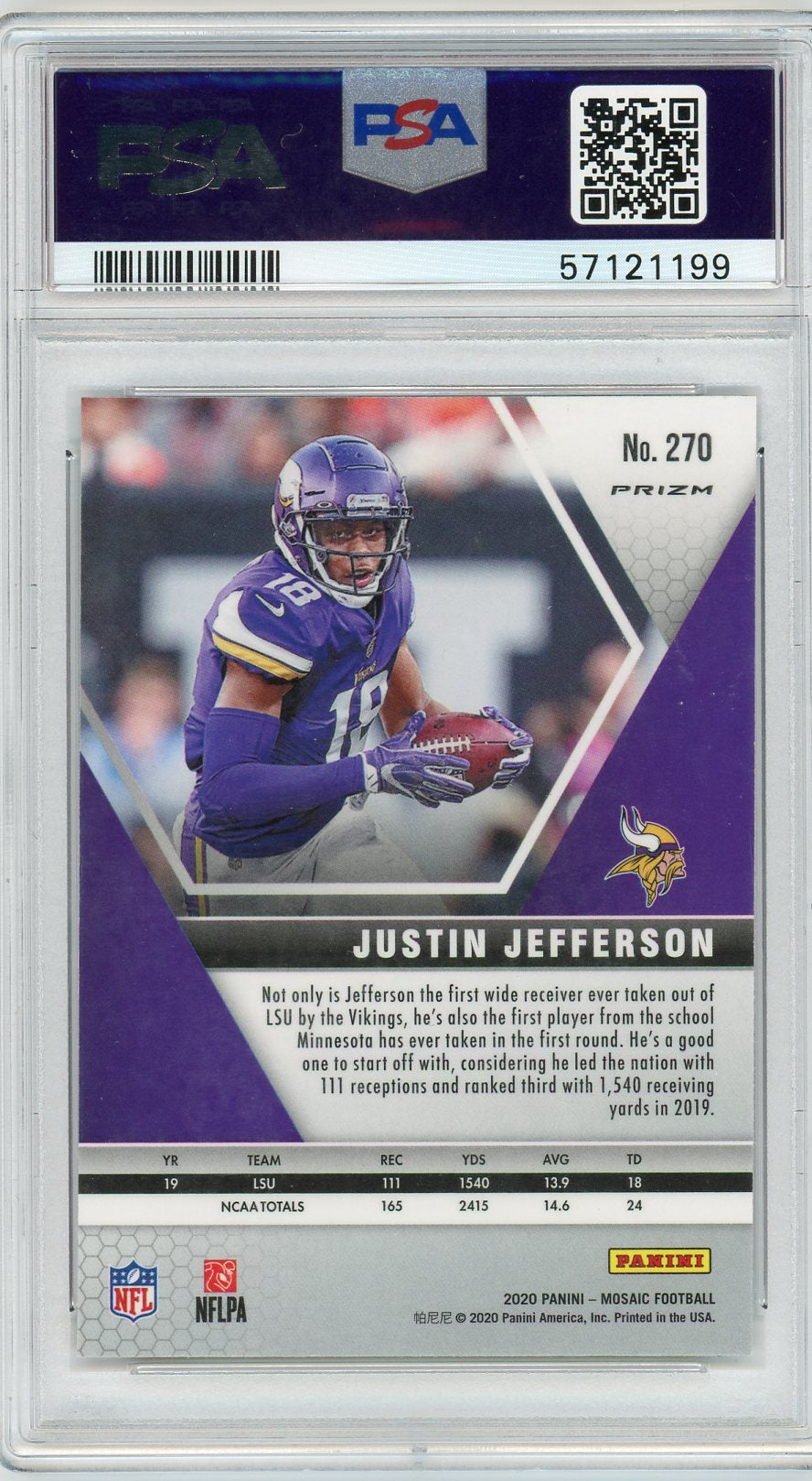 2020 Panini Mosaic Red Mosaic Justin Jefferson 10 PSA #270