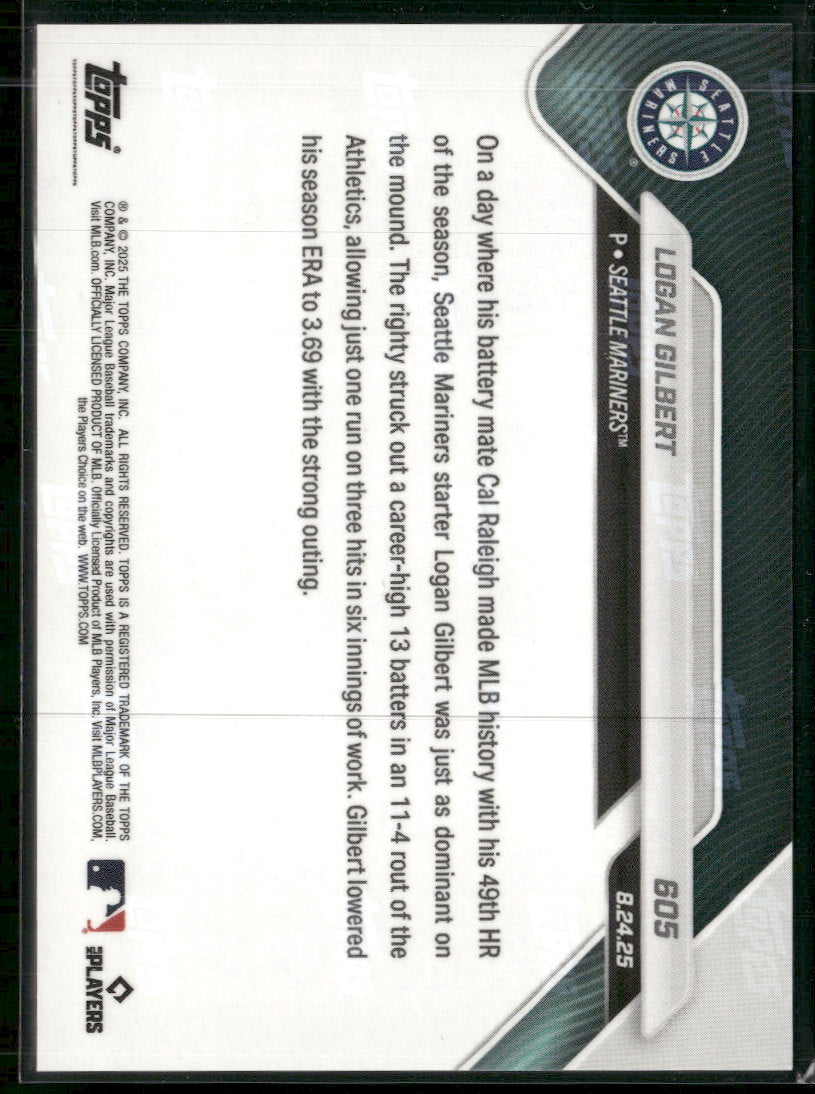 2025 Topps Now Gold Foil Logan Gilbert #/50 #605