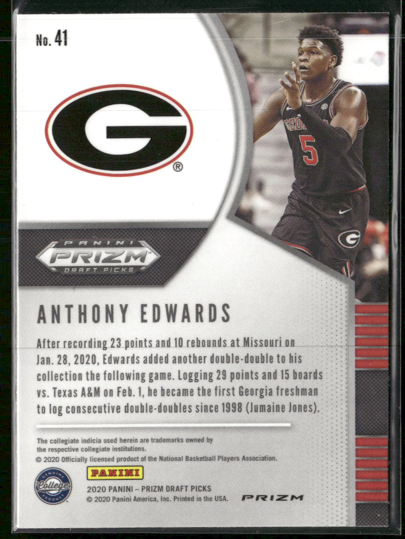 2020 Panini Prizm Draft Picks Collegiate Red White and Blue Anthony Edwards #41
