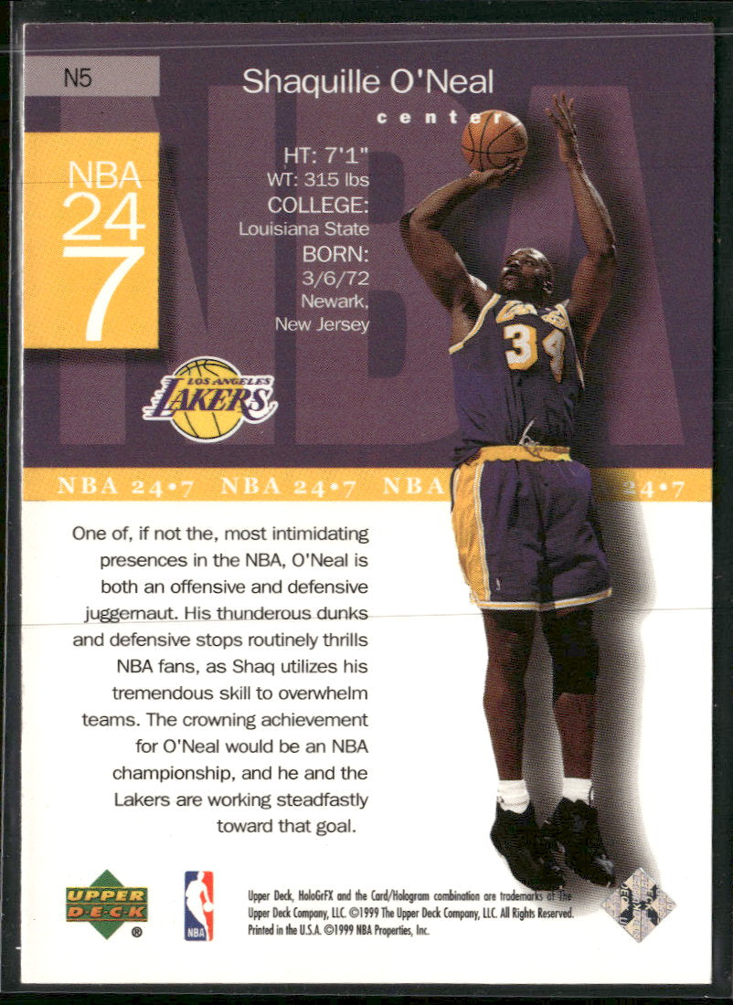 1999-00 Upper Deck HoloGrFX NBA 24-7 Shaquille O'Neal #N5