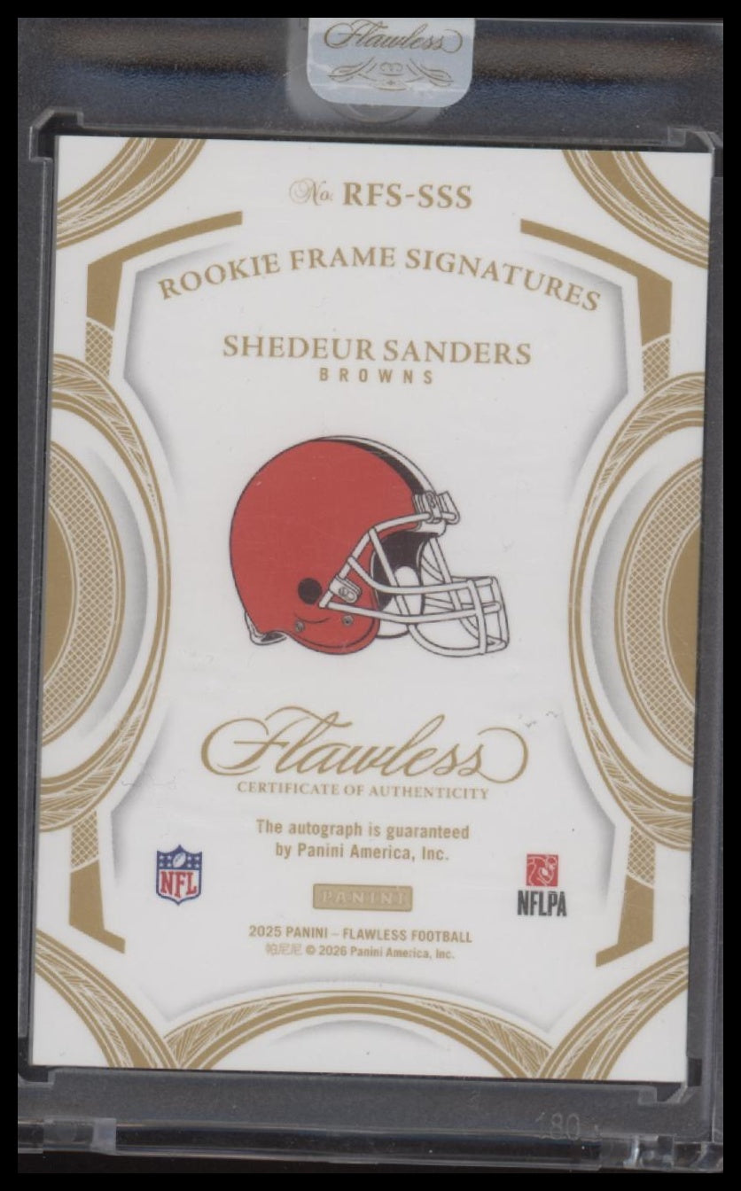 2025 Panini Flawless Rookie Frame Signatures Sapphire Shedeur Sanders #/10