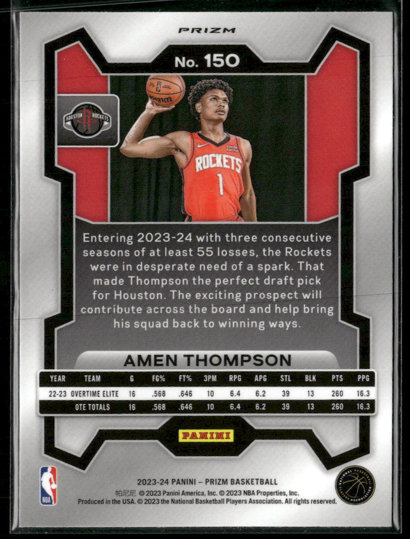 2023-24 Panini Prizm Prizms Red White and Blue Amen Thompson Rookie #150
