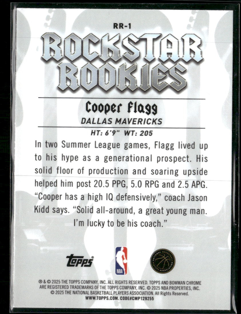 2025-26 Bowman Rockstar Rookies Cooper Flagg #RR-1