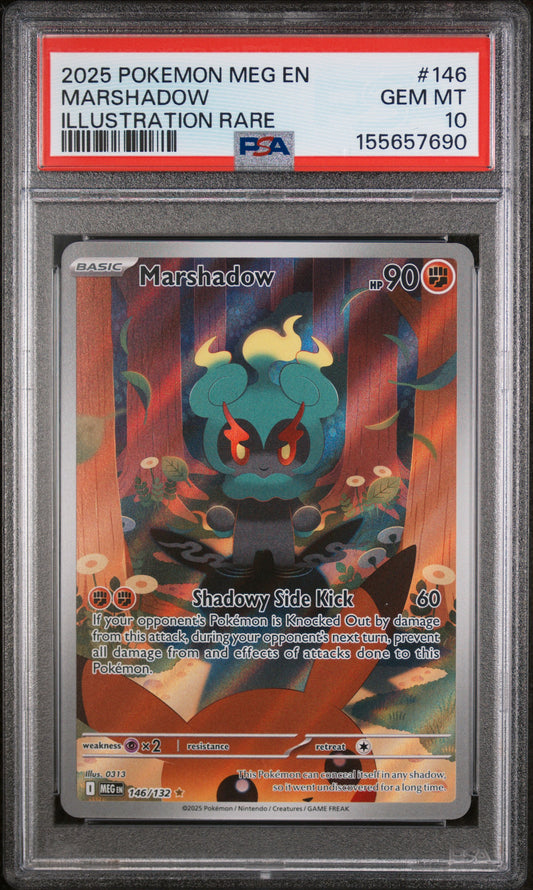 2025 Pokemon Meg En-Mega Evolution Illustration Rare Marshadow 10 PSA #146