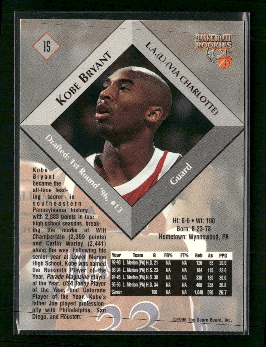 1996 Score Board Rookies Kobe Bryant #15