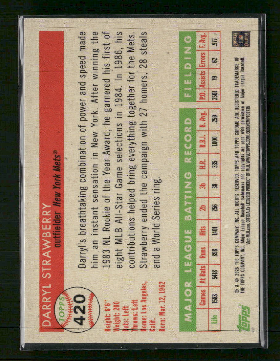 2025 Topps Chrome Platinum Orange Vibrations Refractors Darryl Strawberry #/25