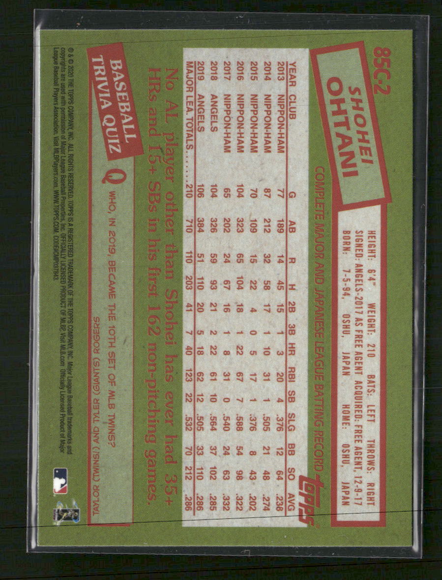 2020 Topps 1985 Topps Chrome Silver Pack Promotion (Series 1) Shohei Ohtani
