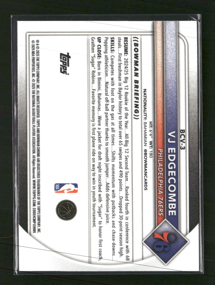2025-26 Bowman Chrome Mojo Refractors VJ Edgecombe #BCV-3