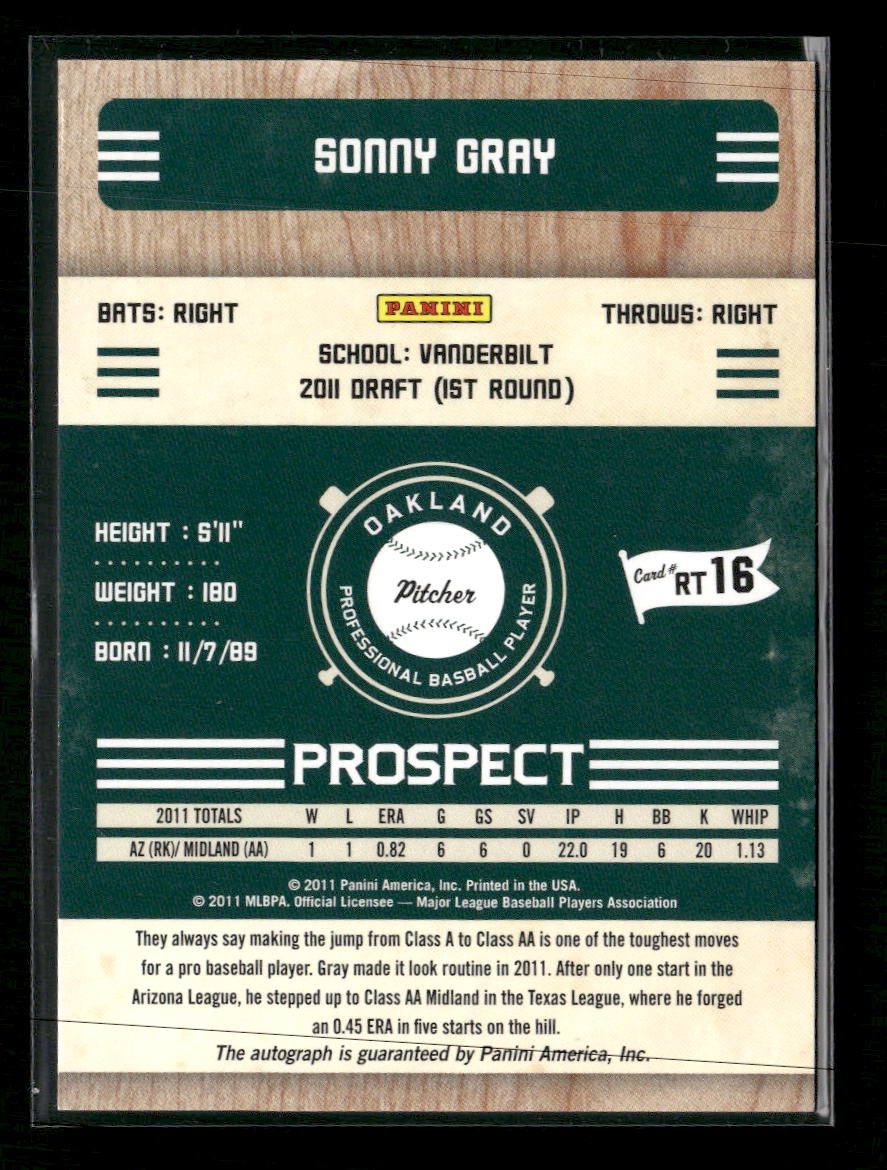 2011 Playoff Contenders Rookie Ticket Autographs Sonny Gray Auto #RT16