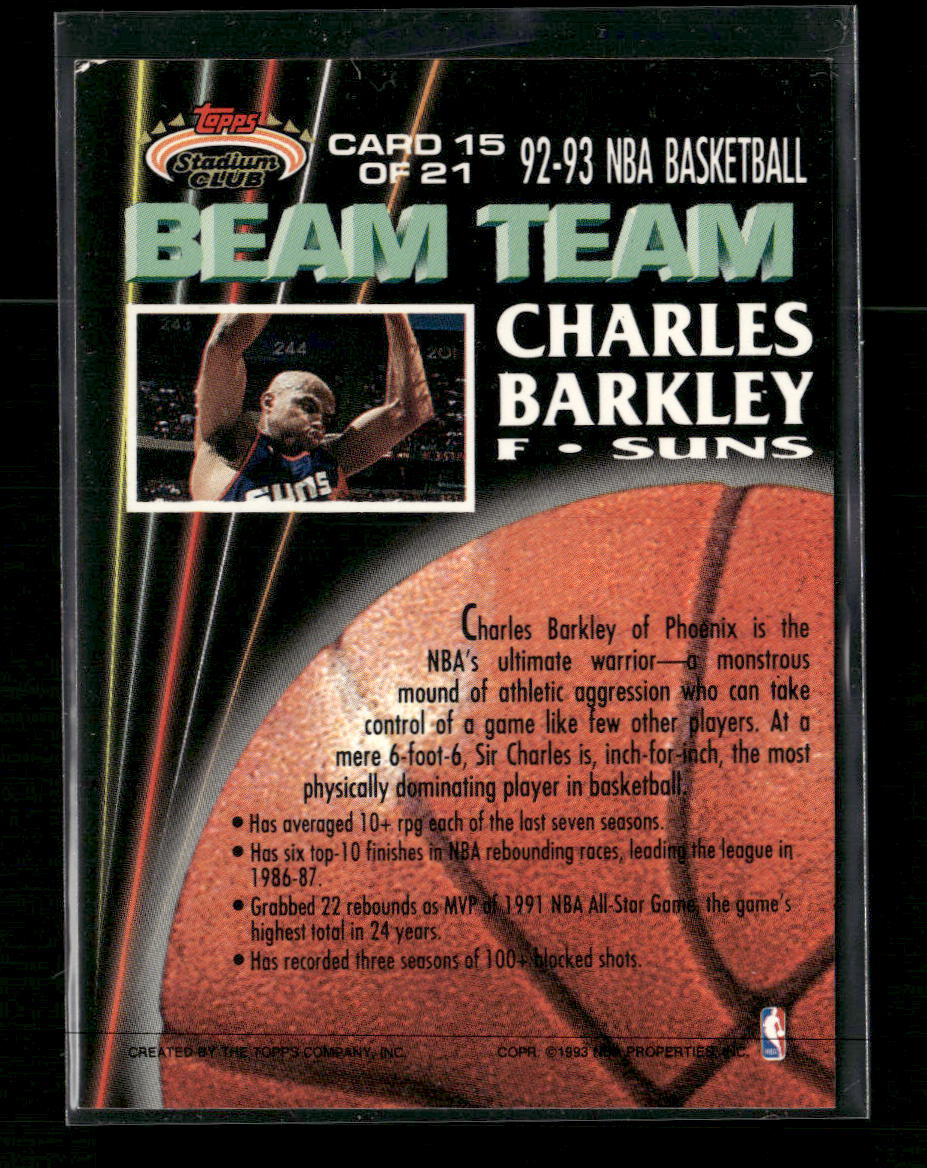 1992-93 Stadium Club Beam Team Charles Barkley #15