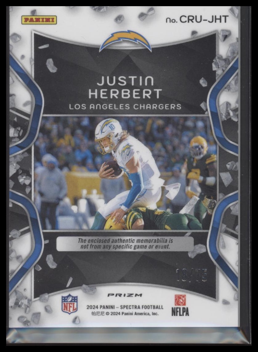 2024 Panini Spectra Crush Hyper Justin Herbert #/75 #CRU-JHT