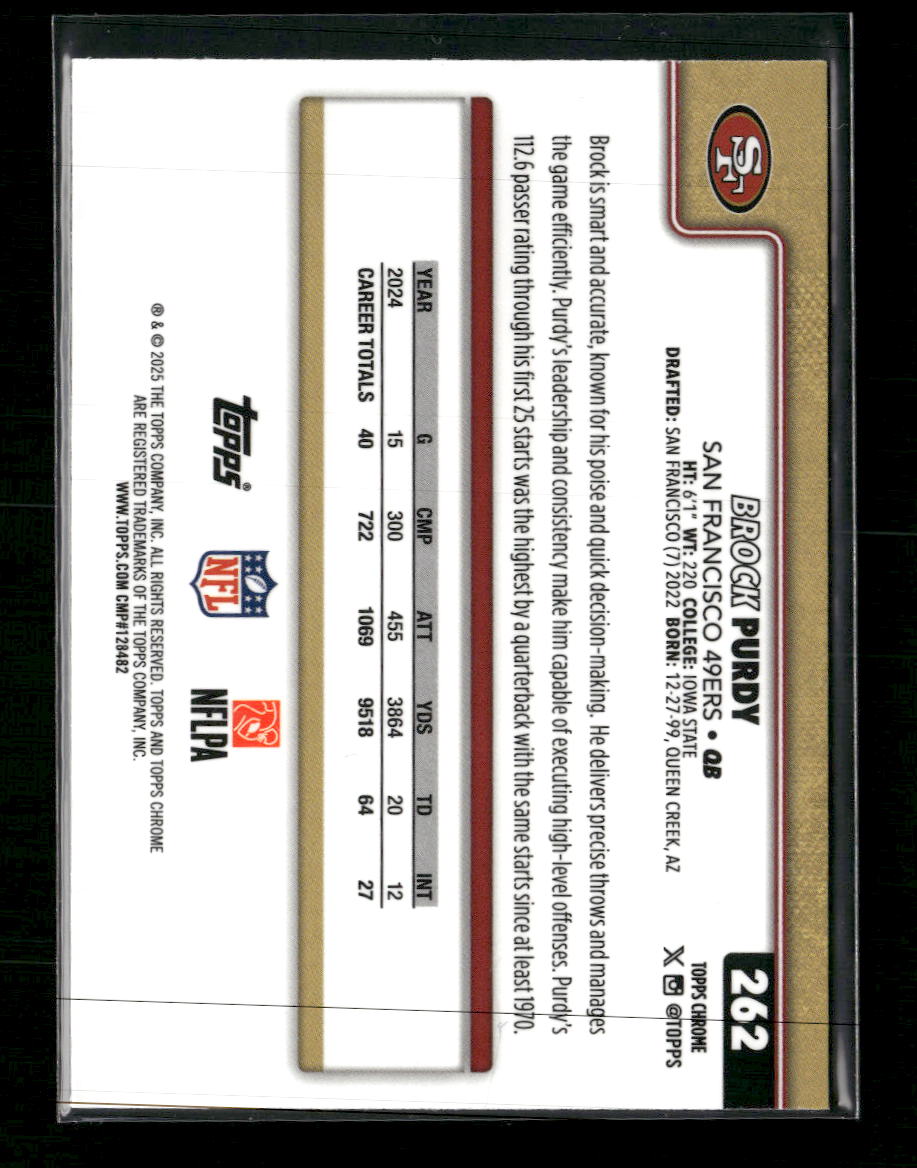 2025 Topps Chrome Lightboard Logo Brock Purdy #262