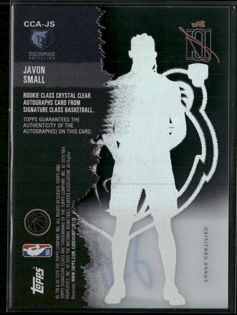 2025-26 Topps Rookie Class Crystal Clear Autographs Javon Small #CCA-JS