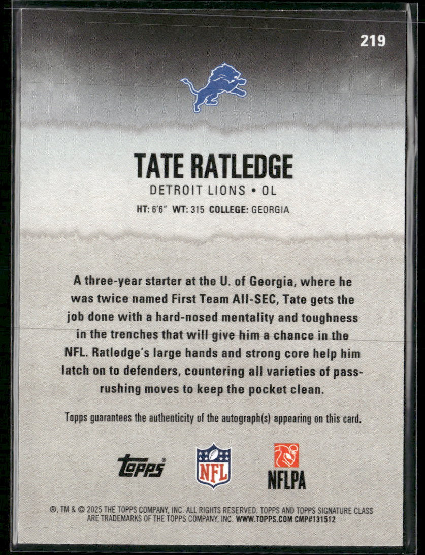 2025 Topps Signature Class Autographs Teal Tate Ratledge Rookie #/225  #219