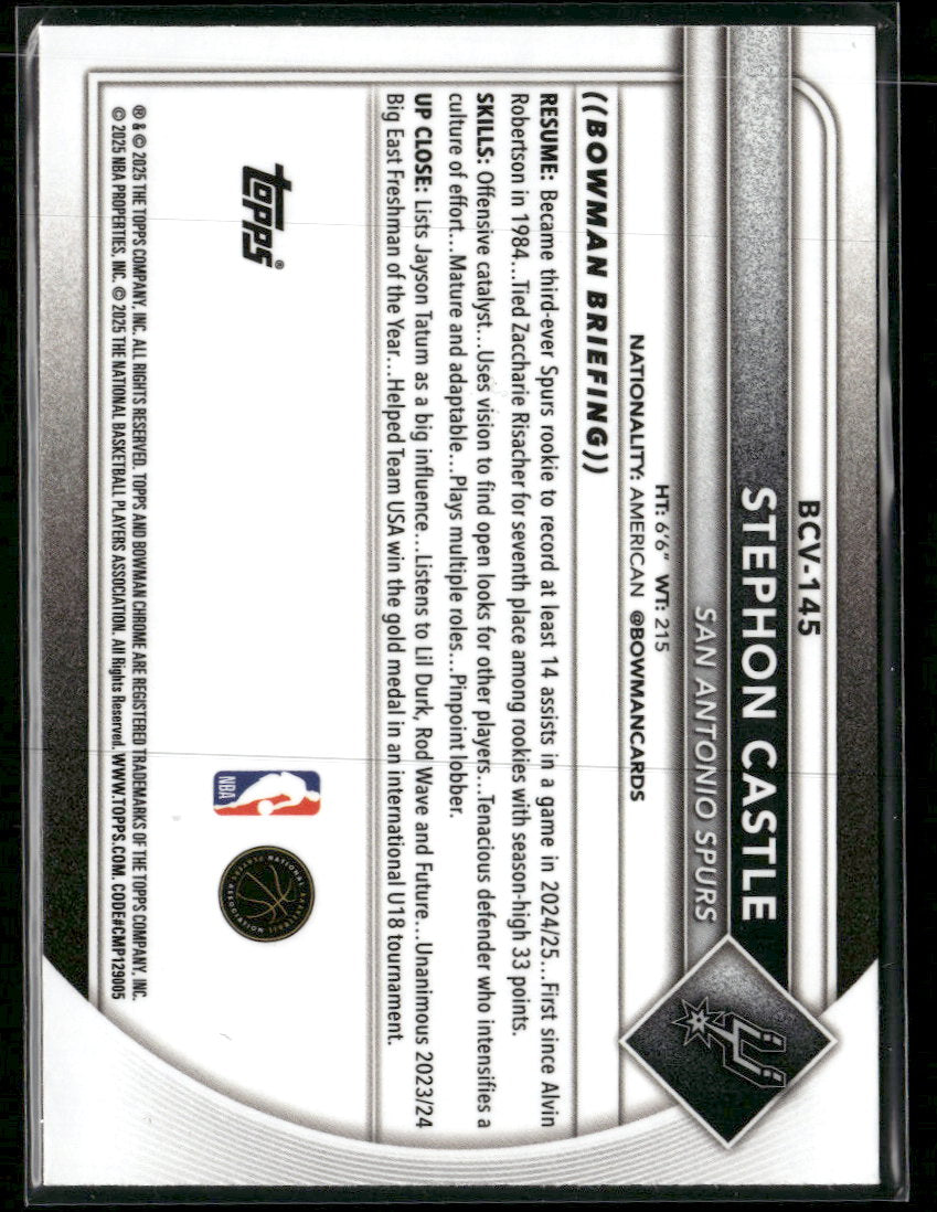 2025-26 Bowman Chrome Fuchsia Mojo Refractors Stephon Castle #/299 #BCV-145