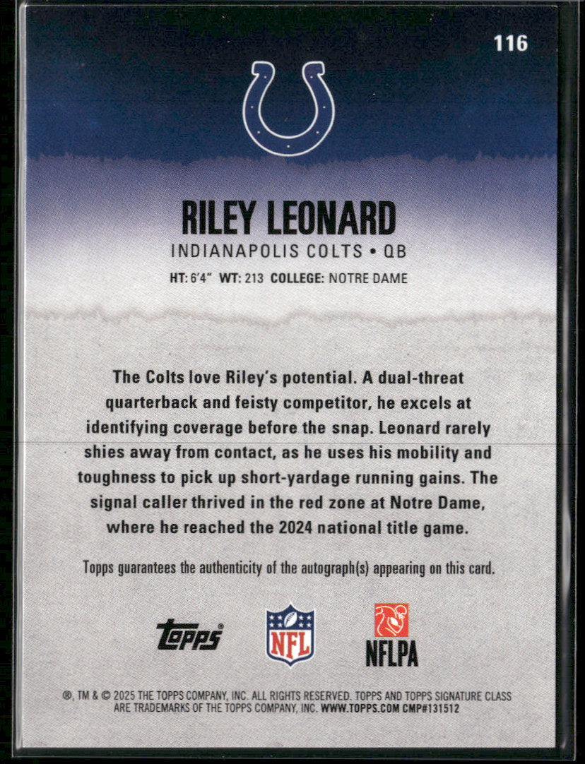 2025 Topps Signature Class Riley Leonard Rookie #116