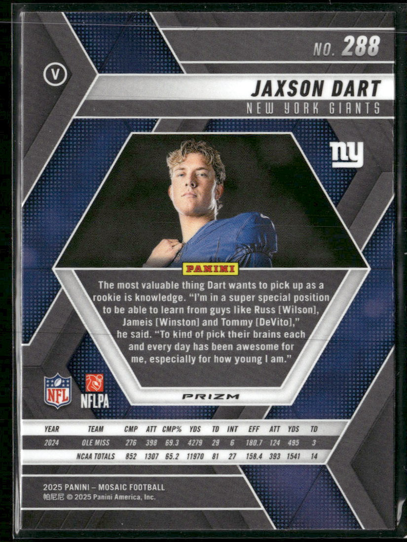 2025 Panini Mosaic Mosaic Green Jaxson Dart Rookie #288