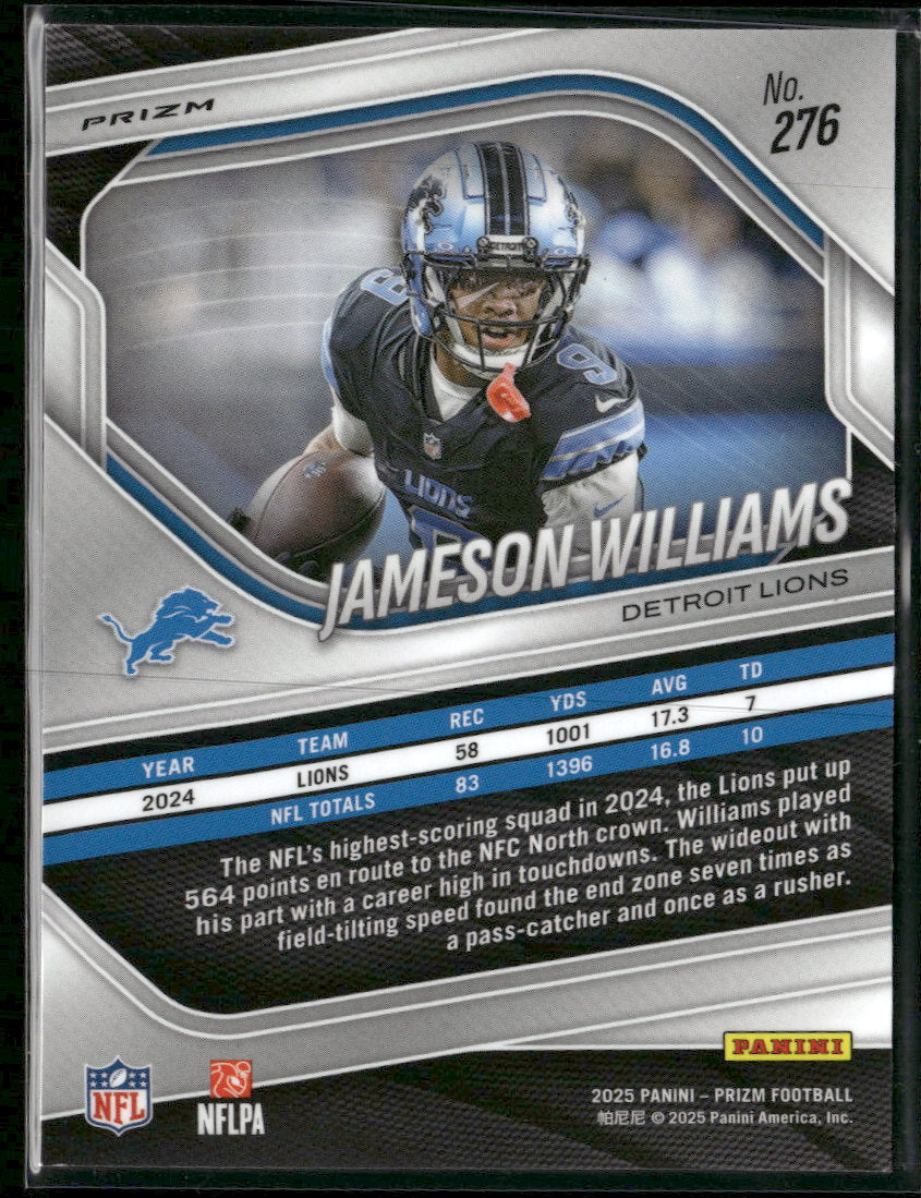 2025 Panini Prizm Black and Blue Checker Jameson Williams #276