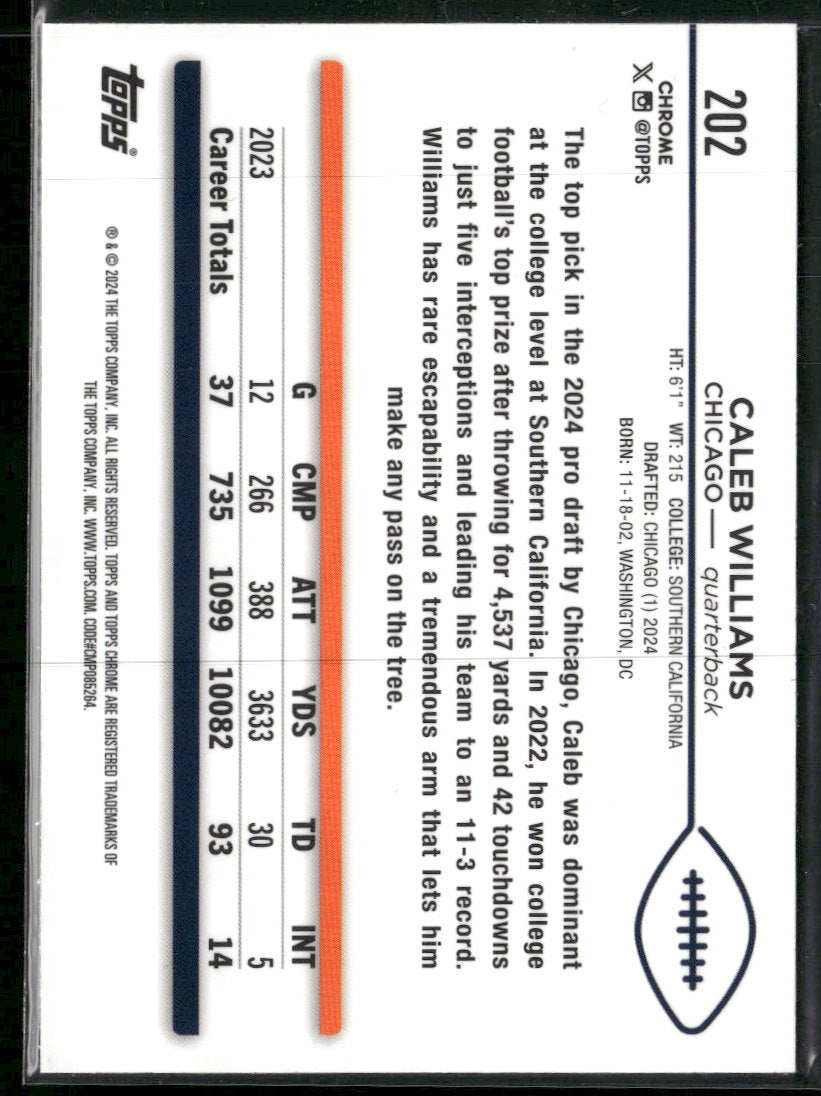 2024 Topps Chrome X-Fractor Caleb Williams Rookie #202