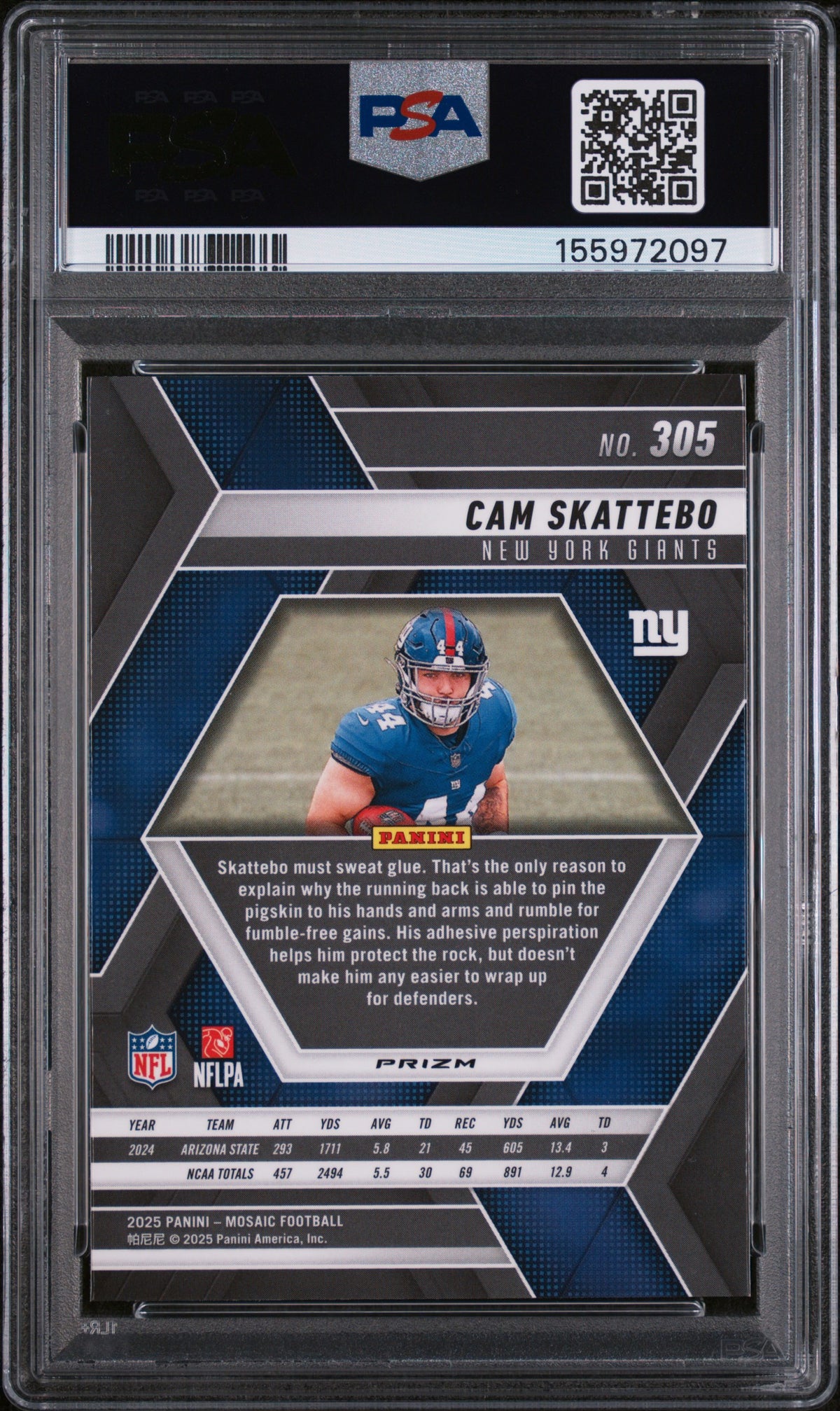 2025 Panini Mosaic Mosaic Cam Skattebo 8 PSA #305
