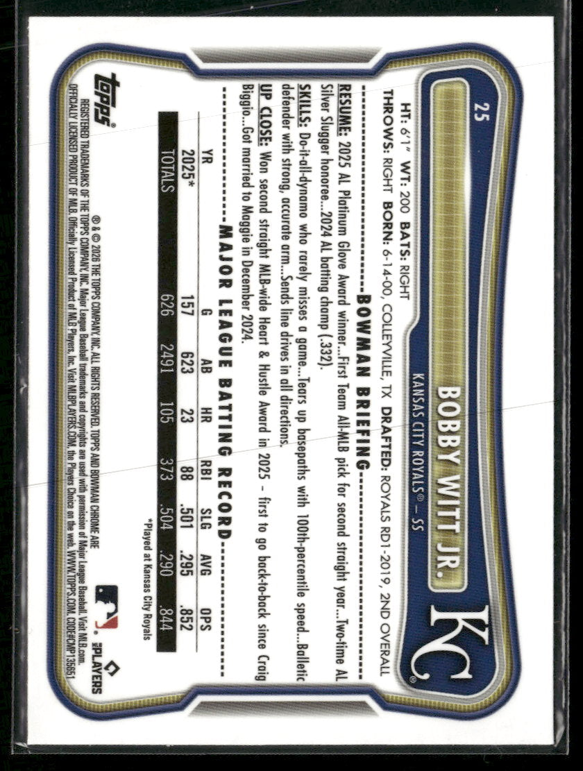 2026 Bowman Chrome Mojo Neon Green Refractors Bobby Witt Jr. #/399 #25