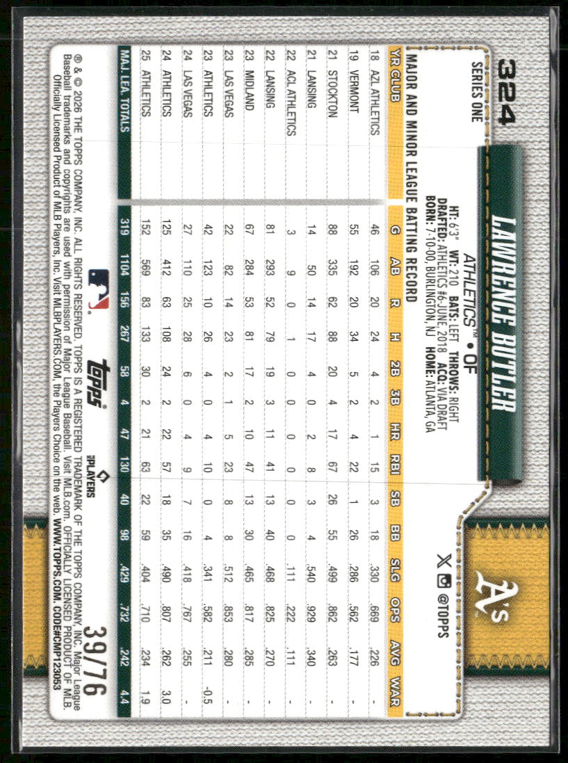 2026 Topps Independence Day Lawrence Butler #/76 #324