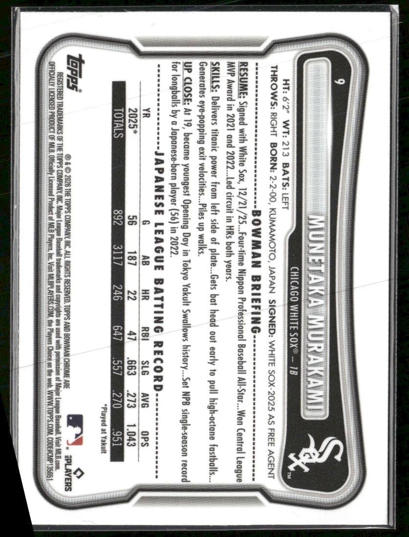 2026 Bowman Chrome Mojo Refractors Munetaka Murakami Rookie #9