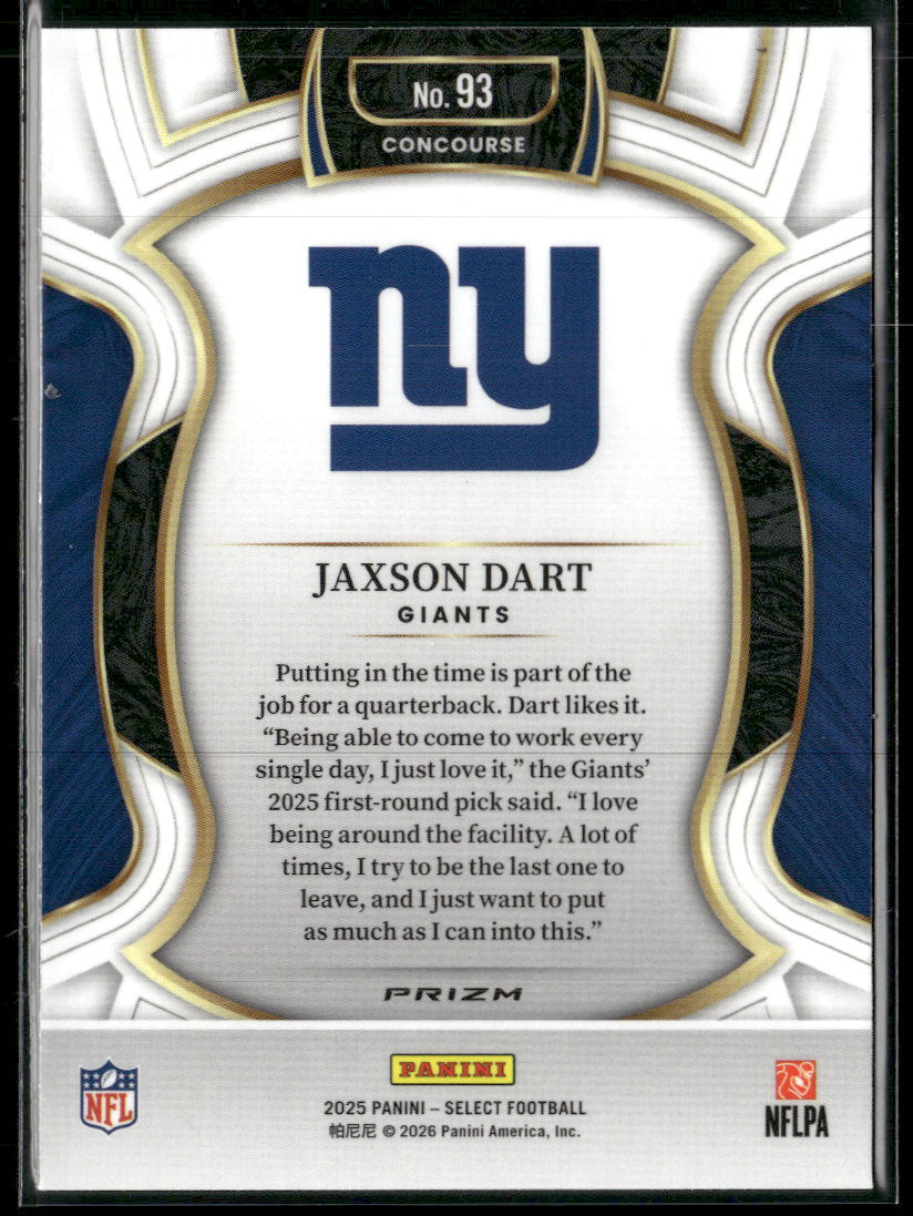 2025 Panini Select Black and Green Prizm Shock Jaxson Dart Rookie #93