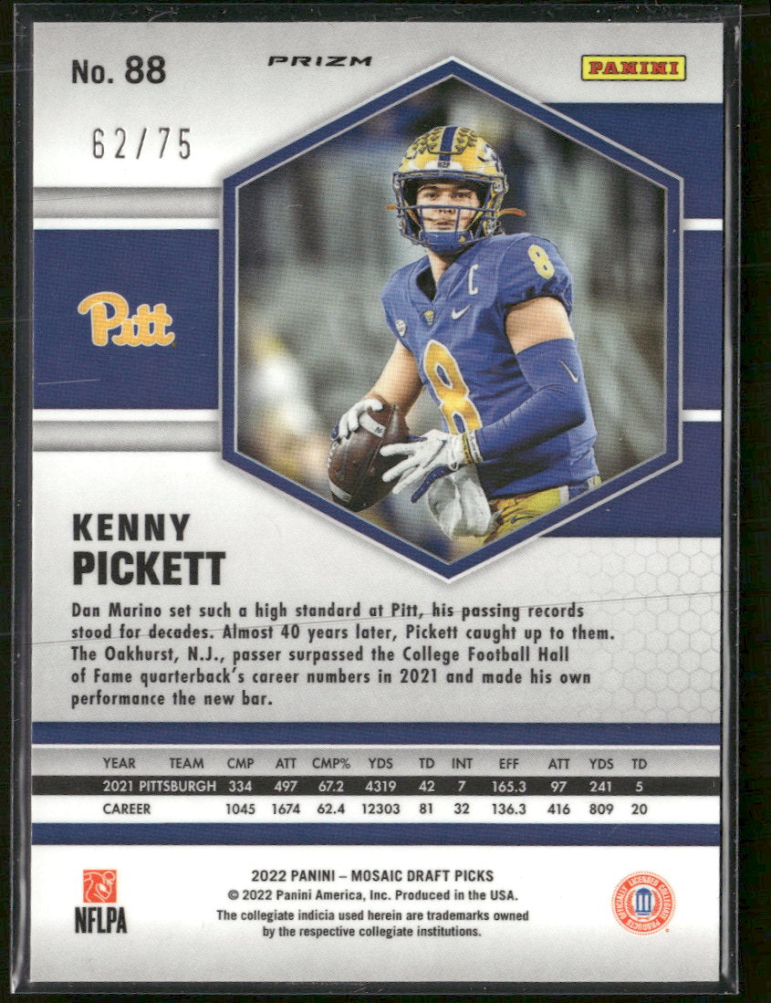 2022 Panini Mosaic Draft Picks Mosaic Blue Kenny Pickett #/75 #88