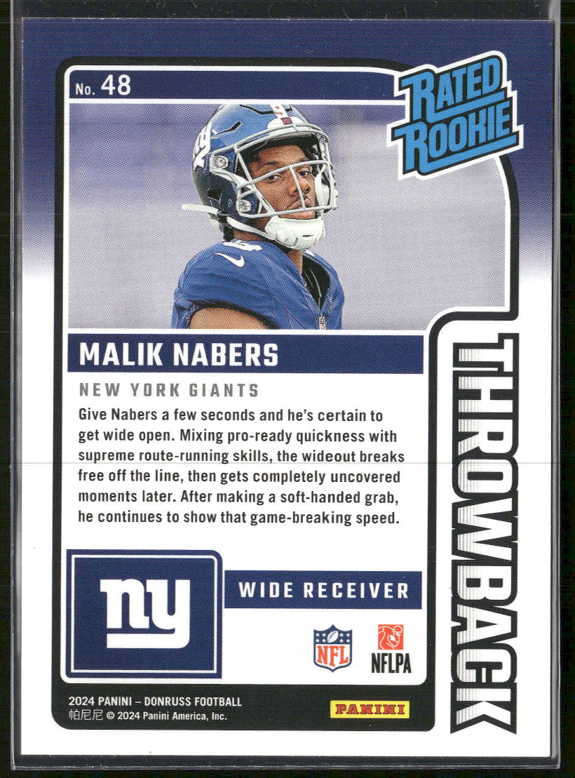 2024 Donruss Rated Rookies Throwback Studio Series Malik Nabers #/100 #48