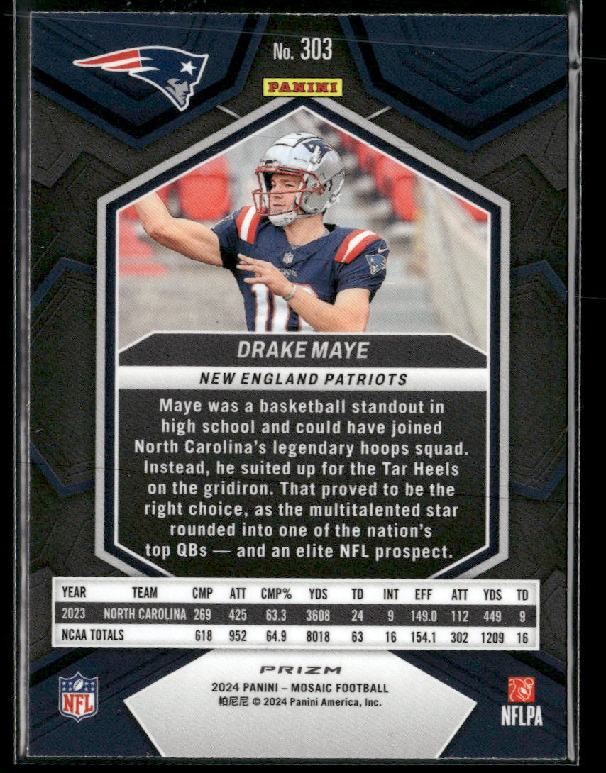 2024 Panini Mosaic Mosaic Camo Pink Drake Maye #303