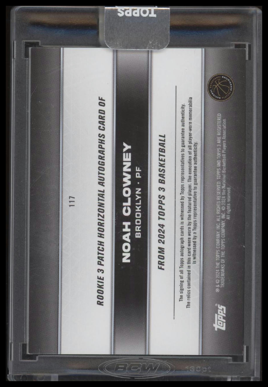 2023-24 Topps 3 Bronze Noah Clowney Rookie #/25 Auto #117