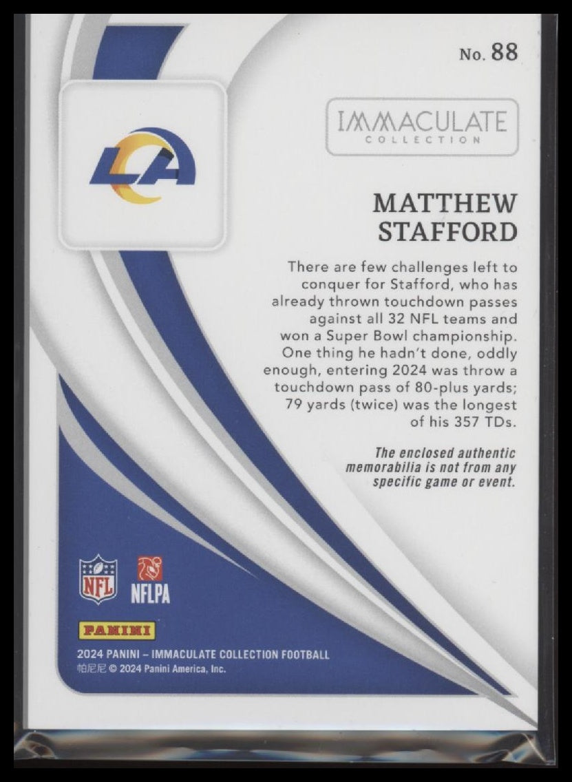 2024 Panini Immaculate Collection Memorabilia /99 Matthew Stafford #88