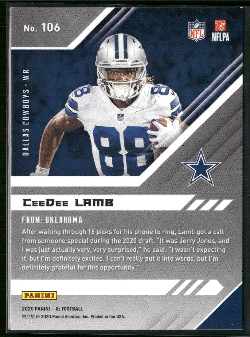 2020 Panini XR White CeeDee Lamb Rookie #/75 #106