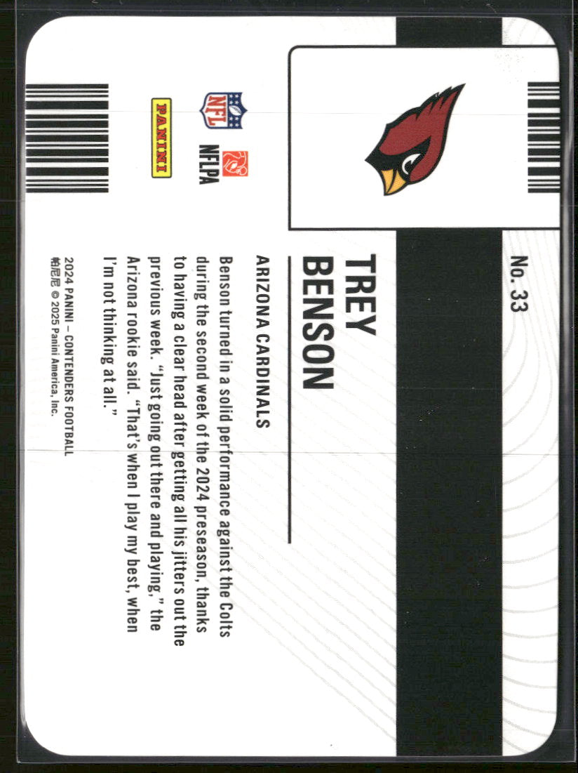 2024 Panini Contenders Permit to Dominate Trey Benson #33