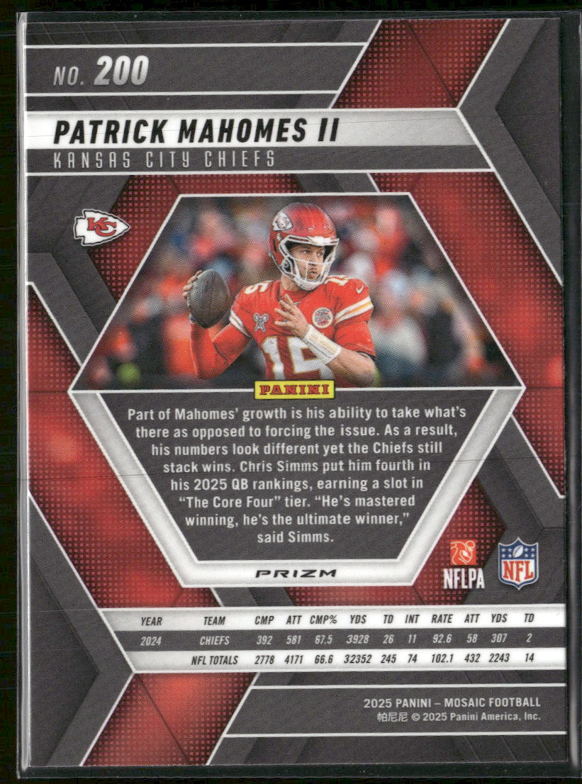 2025 Panini Mosaic Red Scope Patrick Mahomes II #200