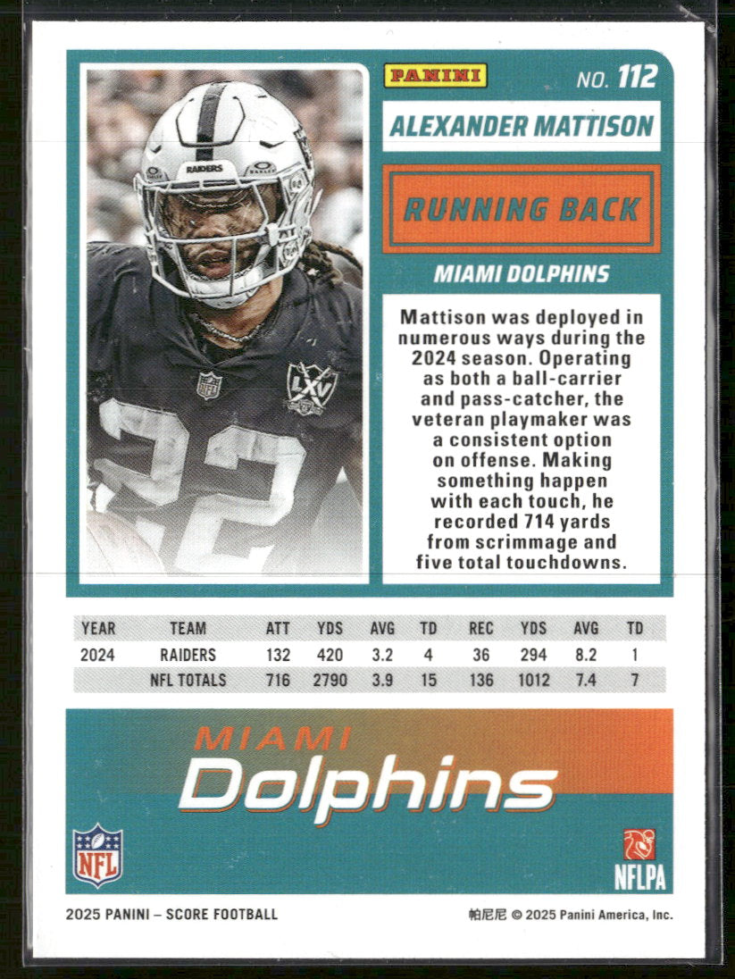 2025 Score Extraterrestrial Alexander Mattison #112