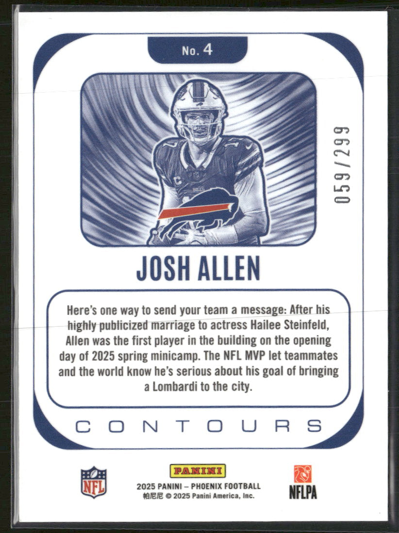 2025 Panini Phoenix Contours Silver Hyper Prizm Josh Allen #/299 #4
