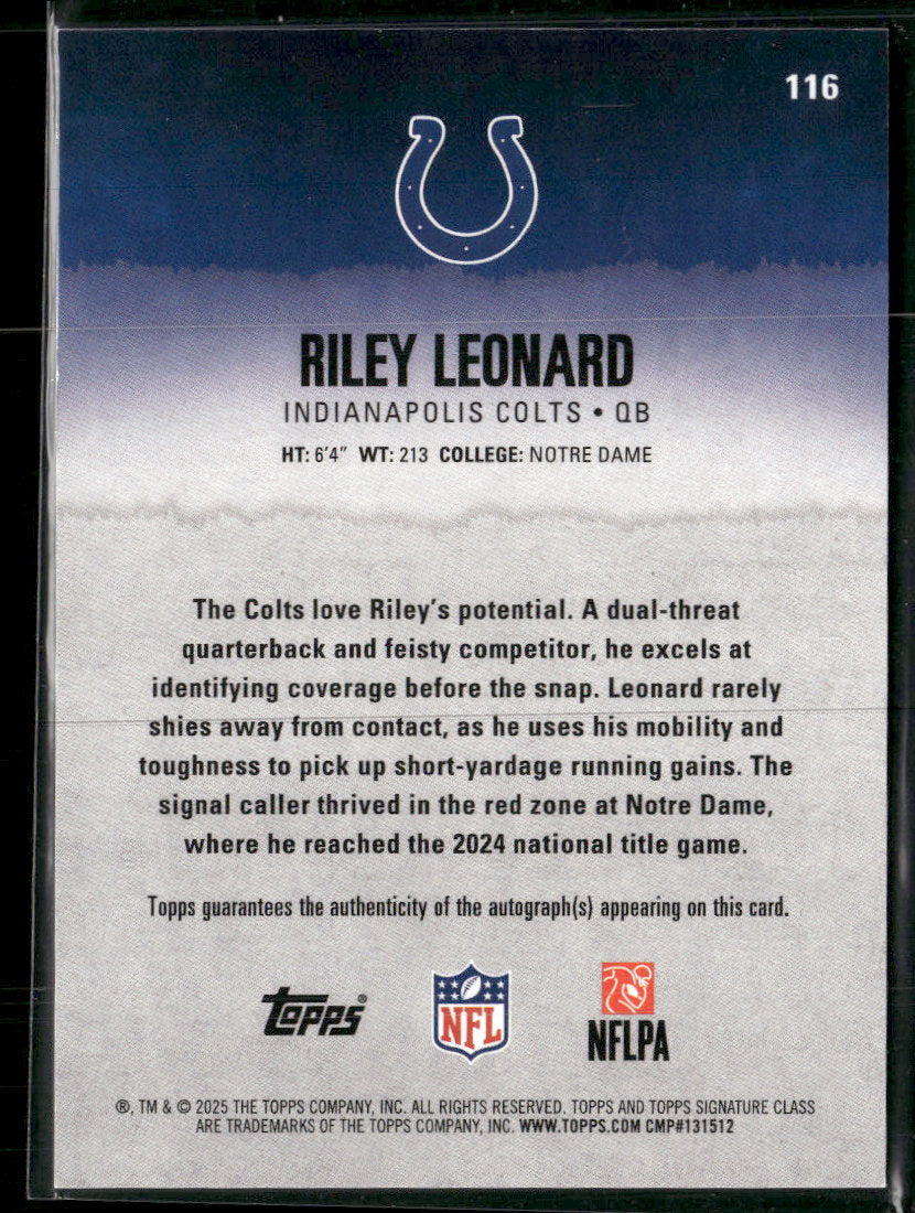 2025 Topps Signature Class Autographs Riley Leonard Rookie Auto #116