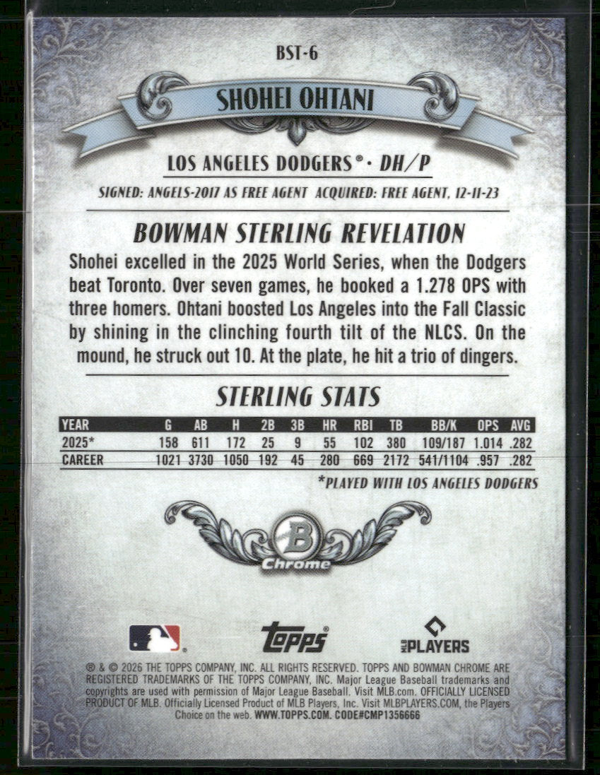 2026 Bowman Bowman Sterling Mojo Refractors Shohei Ohtani #BST-6