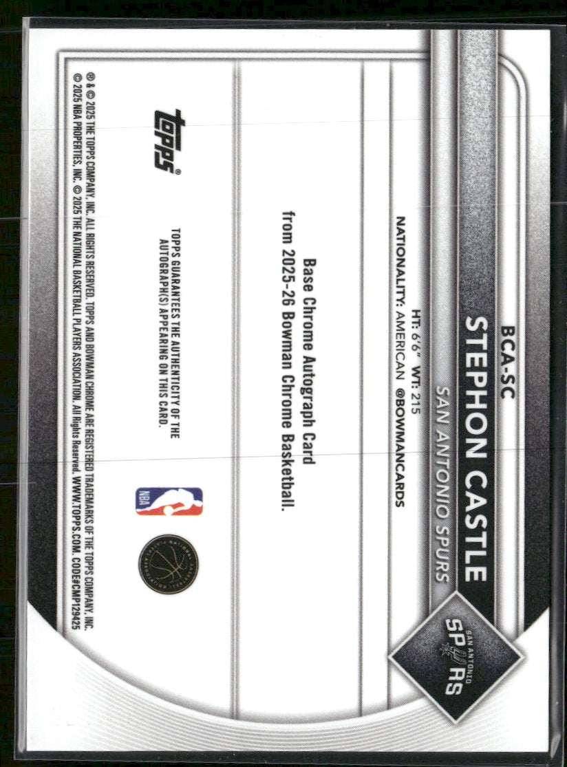 2025-26 Bowman Chrome AU Purple Refractor Stephon Castle #/250 Auto #BCA-SC