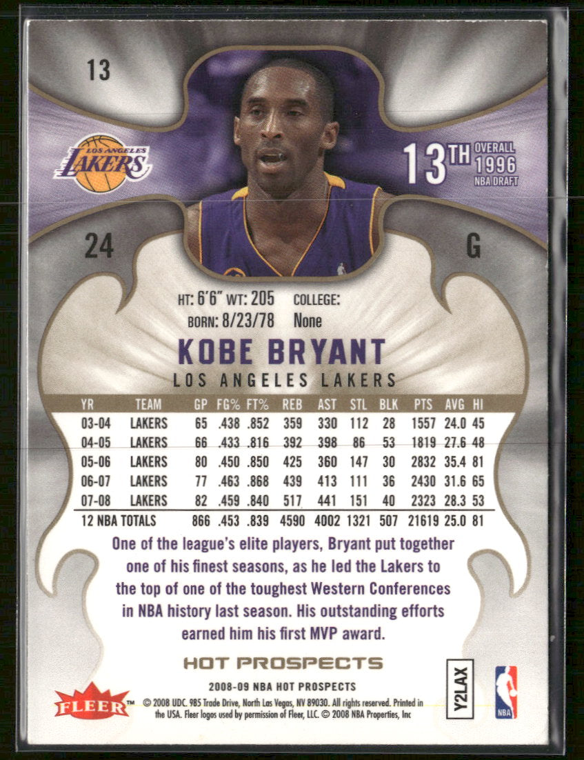 2008-09 Fleer Hot Prospects Kobe Bryant #13