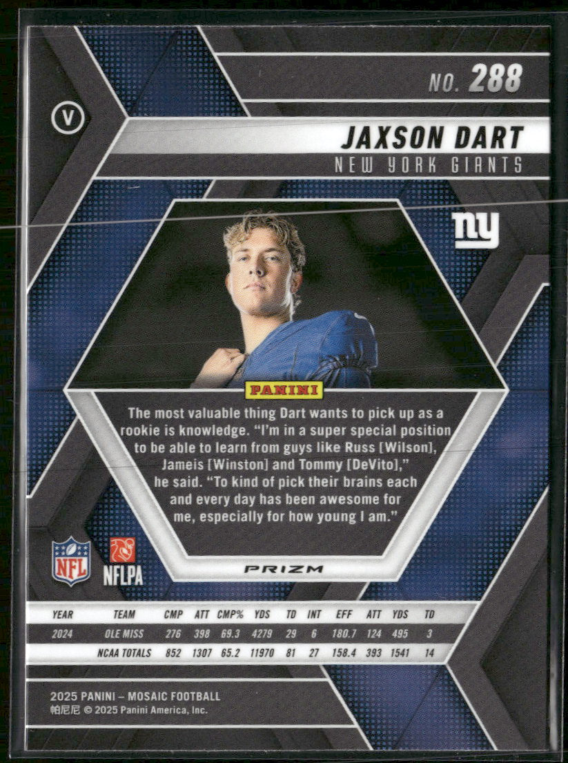 2025 Panini Mosaic Mosaic Camo Red Jaxson Dart Rookie #288