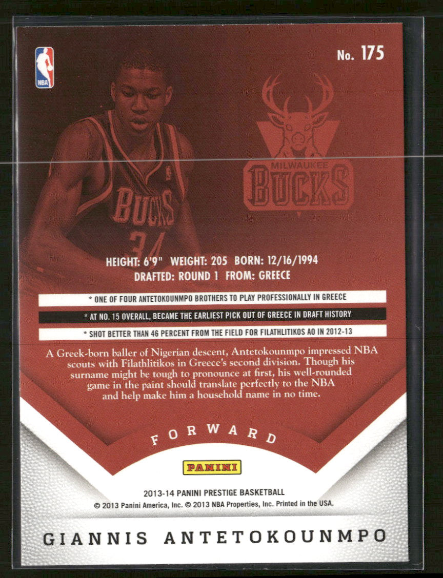 2013-14 Panini Prestige Giannis Antetokounmpo Rookie #175